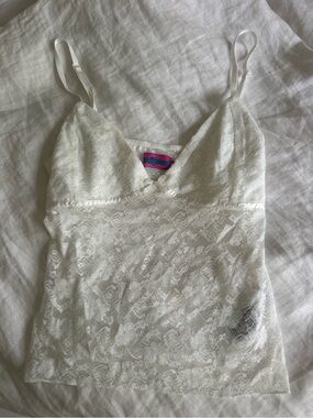 Edikted White Lace Spaghetti Strap Tank Top